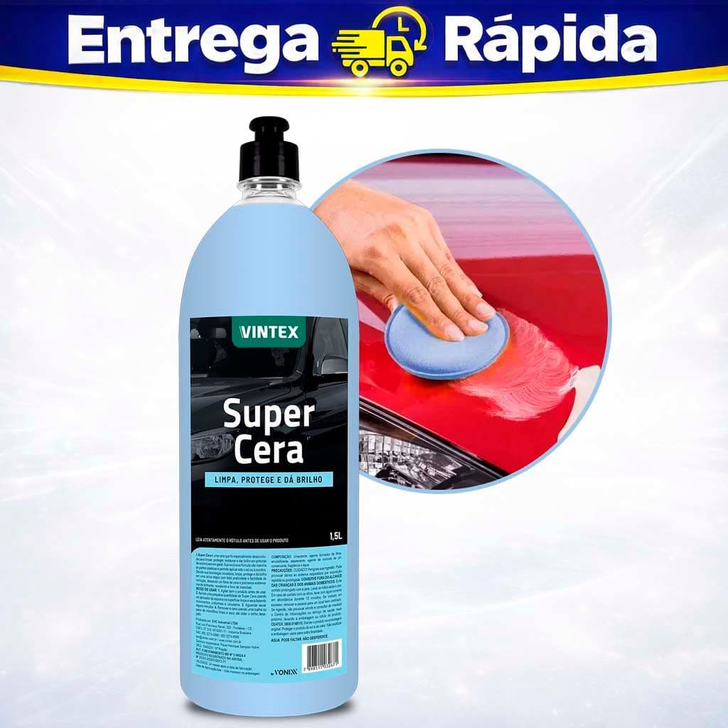 Cera Líquida Automotiva Super Cera Vintex 1,5L Brilho Carnaúba