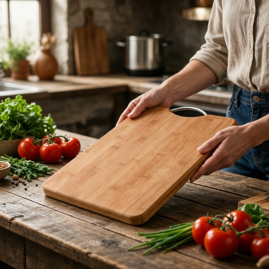 Tábua de Corte em Bambu 34x24cm para Cozinha - Utensílio Essencial