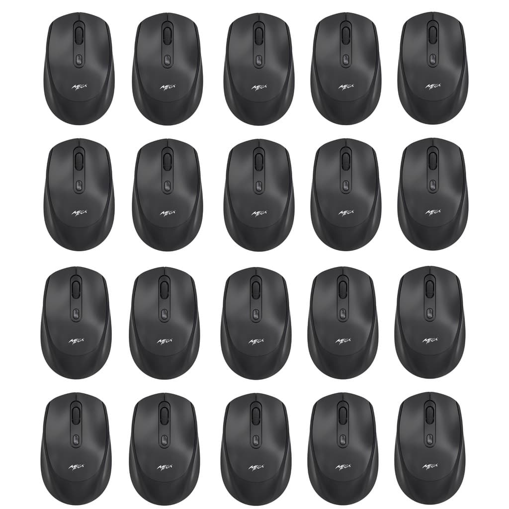 Kit 100 Mouses Sem Fio Recarregável Mega M180 Preto DPI Ajustável