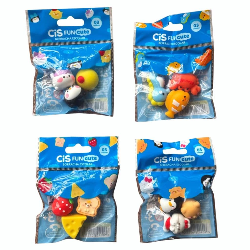 Mini Borracha Escolar Divertida 3 Unidades Cute Sortida Cis