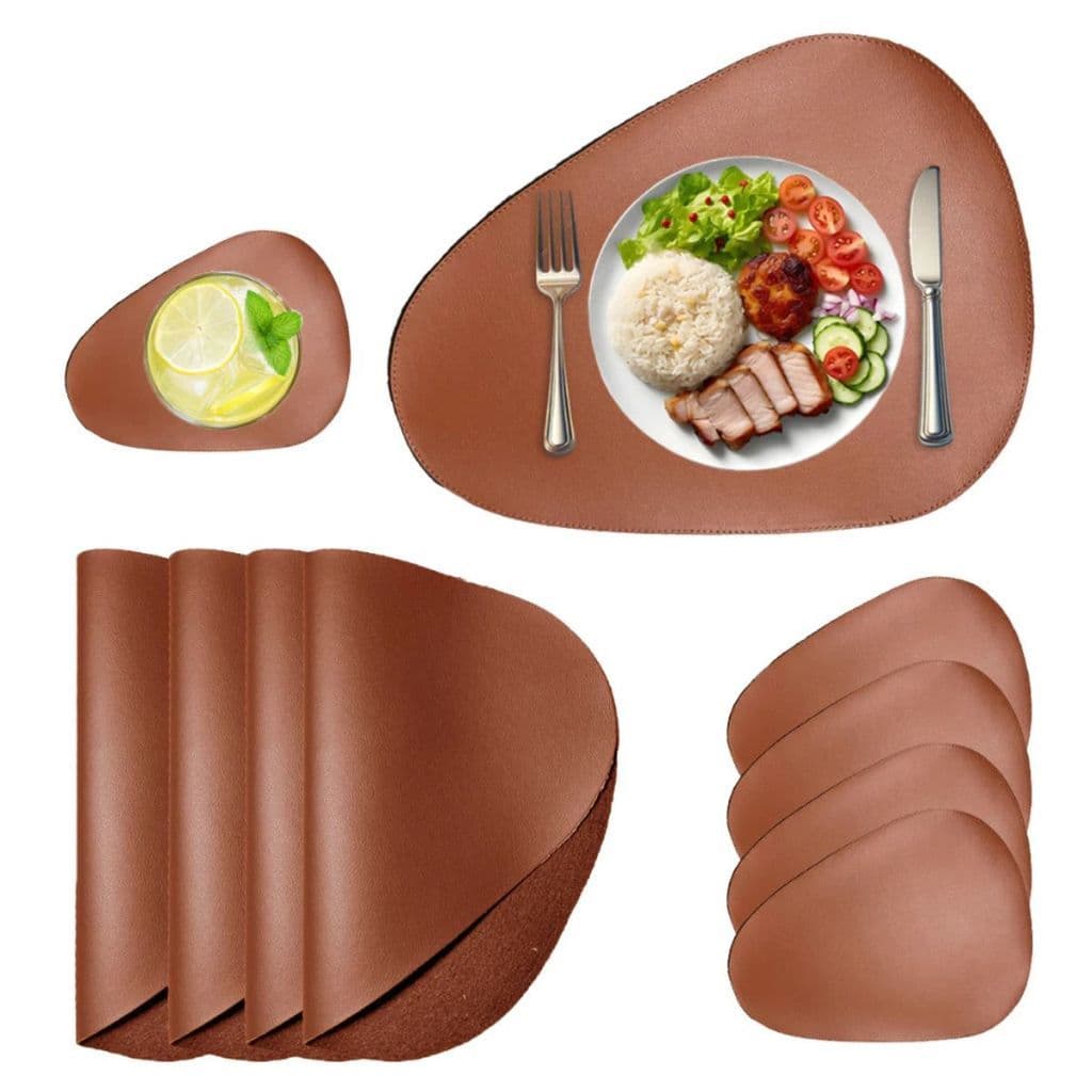 Kit Jogo Americano Para mesa Couro Ecológico Porta copos Souplast Restaurante Mesa Posta