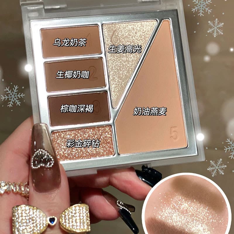 DIKALU Paleta de sombras de seis cores de alto brilho Blush lantejoulas maquiagem barata feminina jogar paleta multifunc