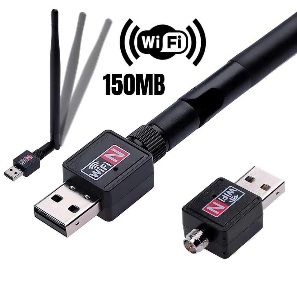 Adaptador de wi-fi mini usb para pc, cartão de rede sem fios, dongle lan com antena para windows