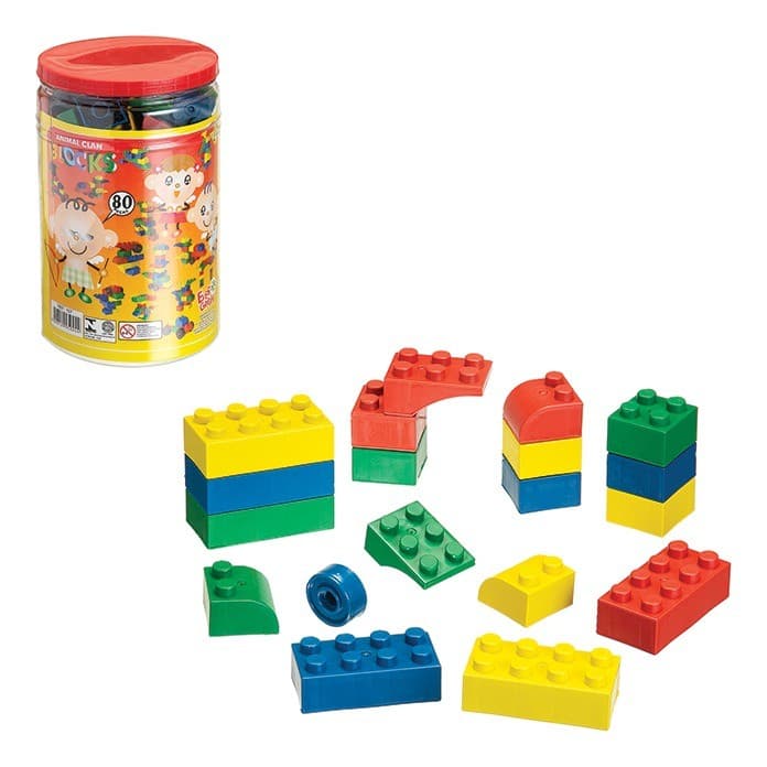 Blocos De Montar 80 Peças Brinquedo Pedagógico Educativo(80)