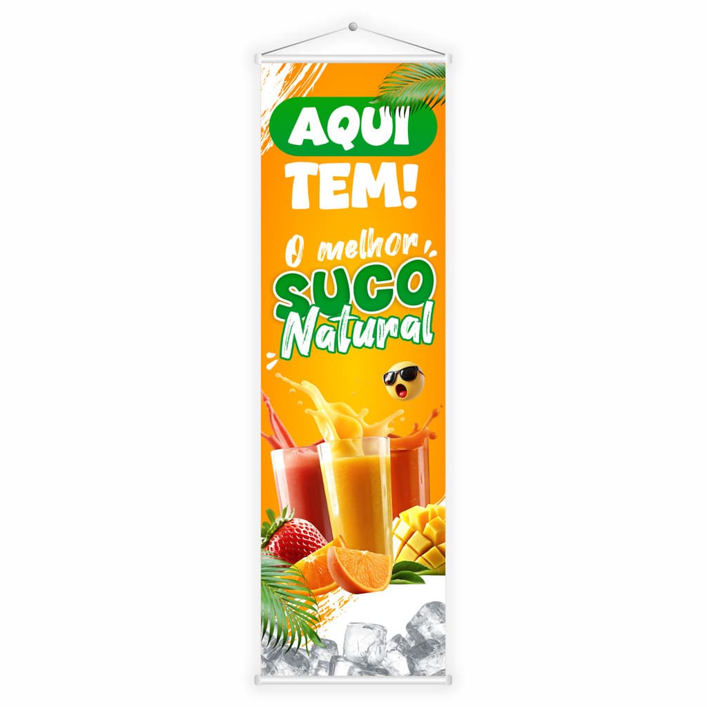 Banner Faixa Lona Aqui Tem Suco Natural Lanchonete 100x30