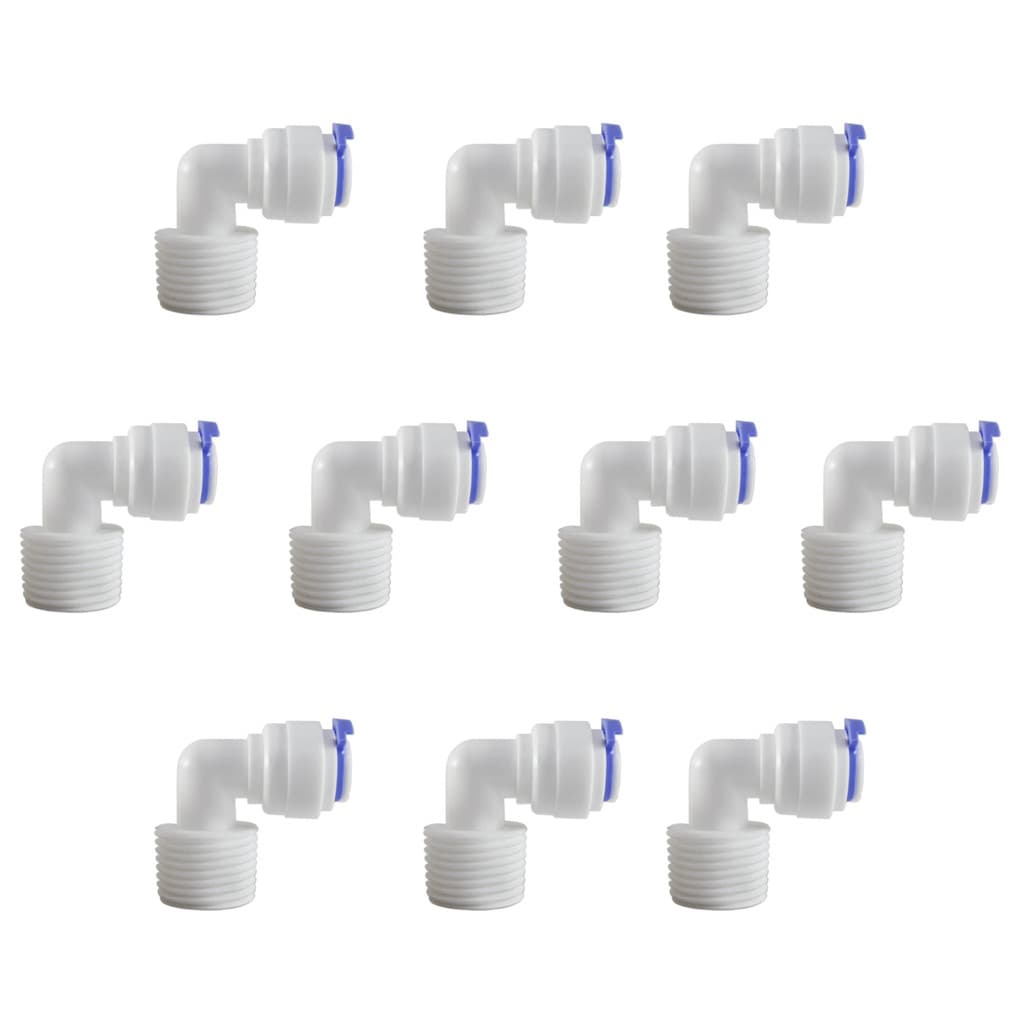 Kit 10 Conector Cotovelo 90° Longo Engate Rápido 1/2" x 3/8" Alta Resistência