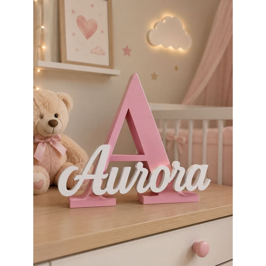 Letreiro Nome Personalizado 3D Placa Nome de Bebê Decoração Quarto Infantil Maternidade