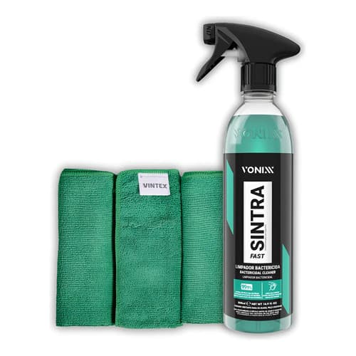Kit 3 Pano Vintex Sintra Fast Limpeza Paineis bancos Volante Automotiva Vonix 500ml