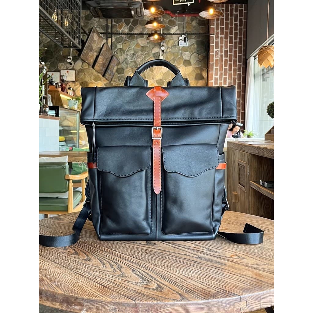 Genuíno couro genuíno vegetal curtido primeira camada mochila de couro masculino de curta distância grande capacidade vi