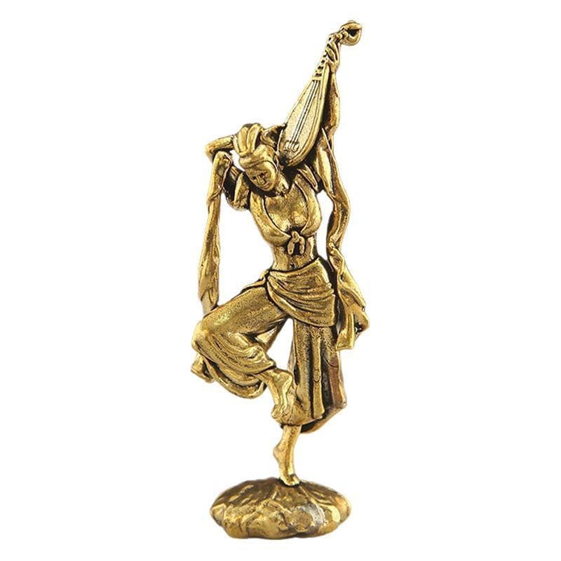 Latão Pipa fada criativa estátua voadora ornamentos mesa de casa entrada decoração Retro cerimônia Bronze20260508
