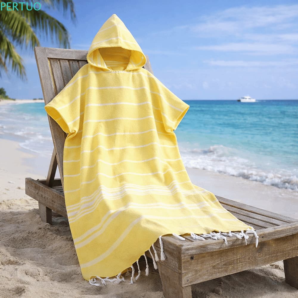 Toalha De Praia Com Capuz PERTUO , Poncho De Surf Solto À Prova De Areia , Banho De Algodão Macio Para Viagem