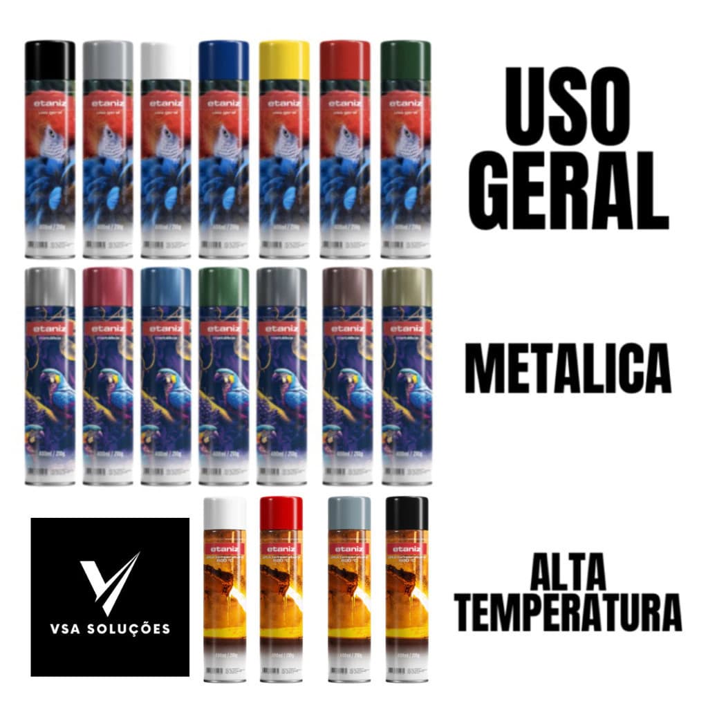 Tinta Spray Uso Geral/Metalica/Luminosa/Alta Temperatura Secagem Rápida Uso Interno/Externo 400ML