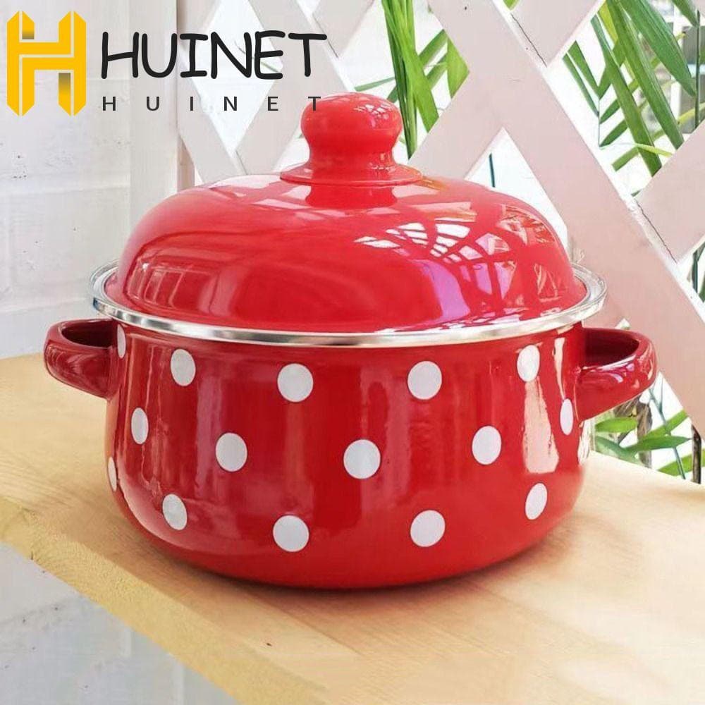 Panela Esmaltada De Tomate HUINET , 1.6/2L Com Tampa , Panelas Duráveis Alça Binaural De Sopa Leite