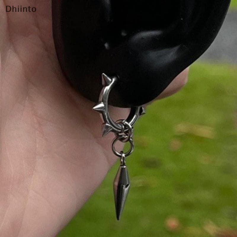 [Dhiint] Brincos De Argola Góticos Y2K Com Pontas De Bola Grunge Estética Estrela Da Manhã Rebite Para Mulheres Homens P