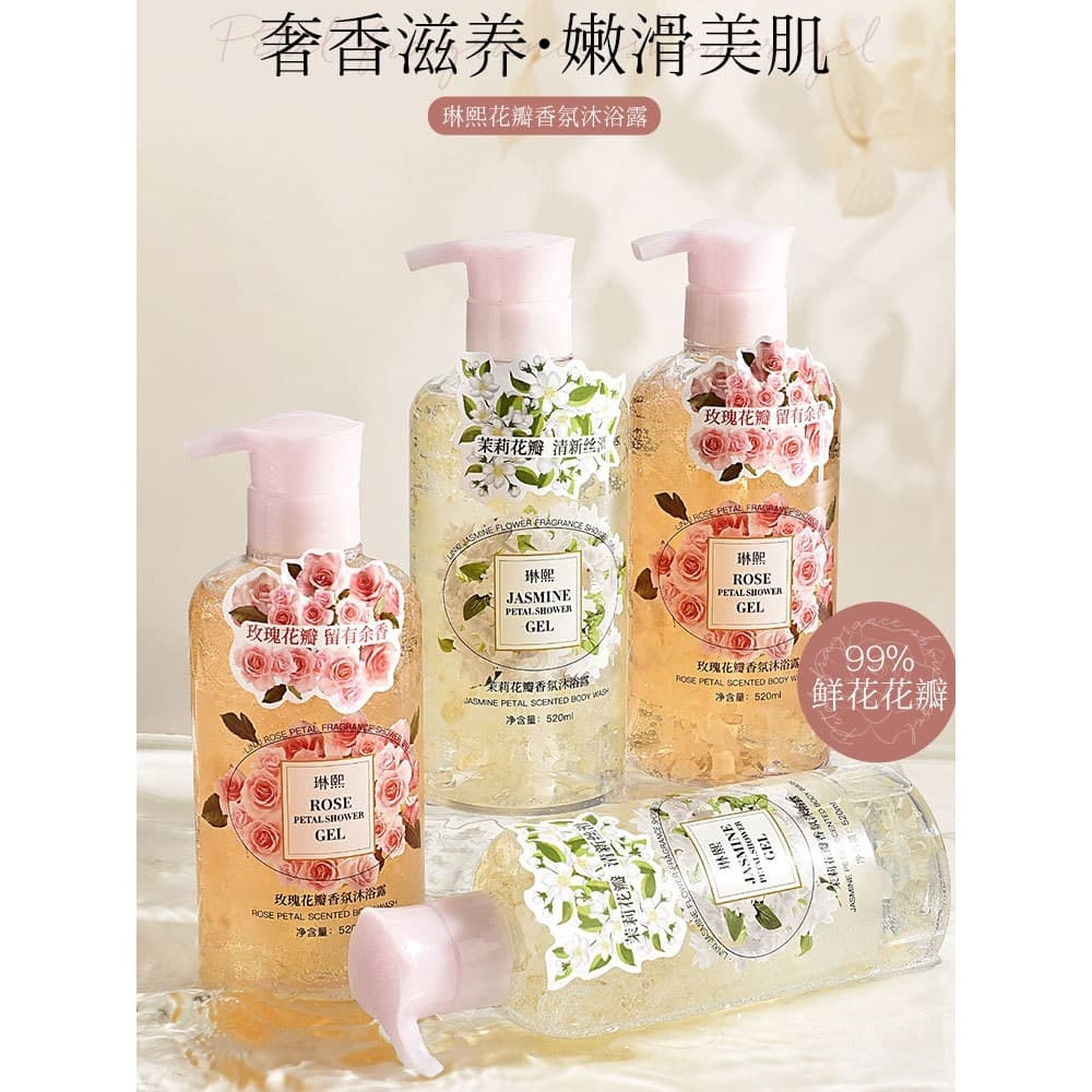 Gel de banho com fragrância de pétalas de jasmim, limpeza profunda, controle de óleo, fragrância leve, fragrância durado