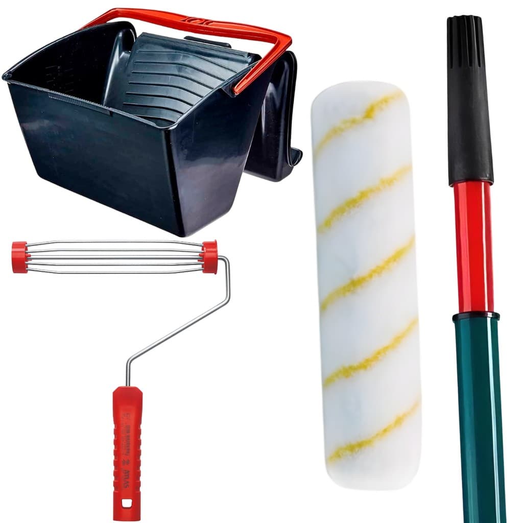 Caçamba para Pintura  12L +  Rolo 23cm  Poliamida 10mm + Suporte Garfo  Para Rolo De Pintura 23cm + Cabo ajustável 2m