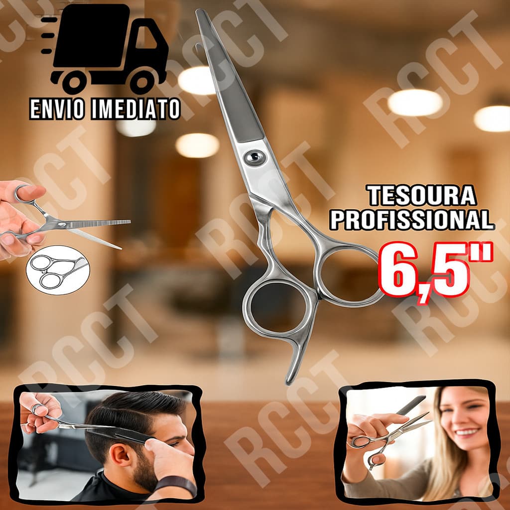 Tesoura Profissional 6,5" Para Corte de Cabelo Barbeiro e Salão