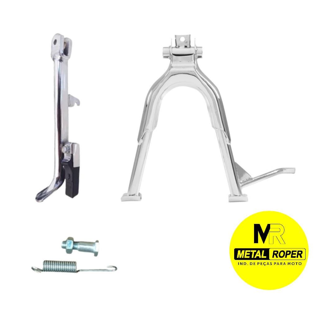 Kit Cavalete Central + Lateral Cromado Para Motos Modelo Fan 150/160  Titan 150/160