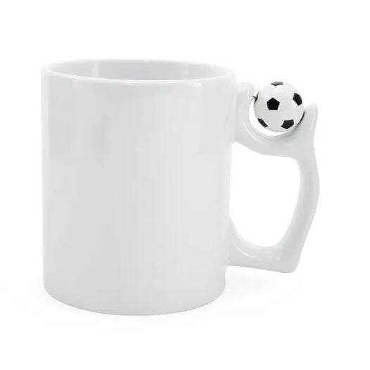 Caneca de Cerâmica com Alça Enfeite Bola de Futebol - 325ml