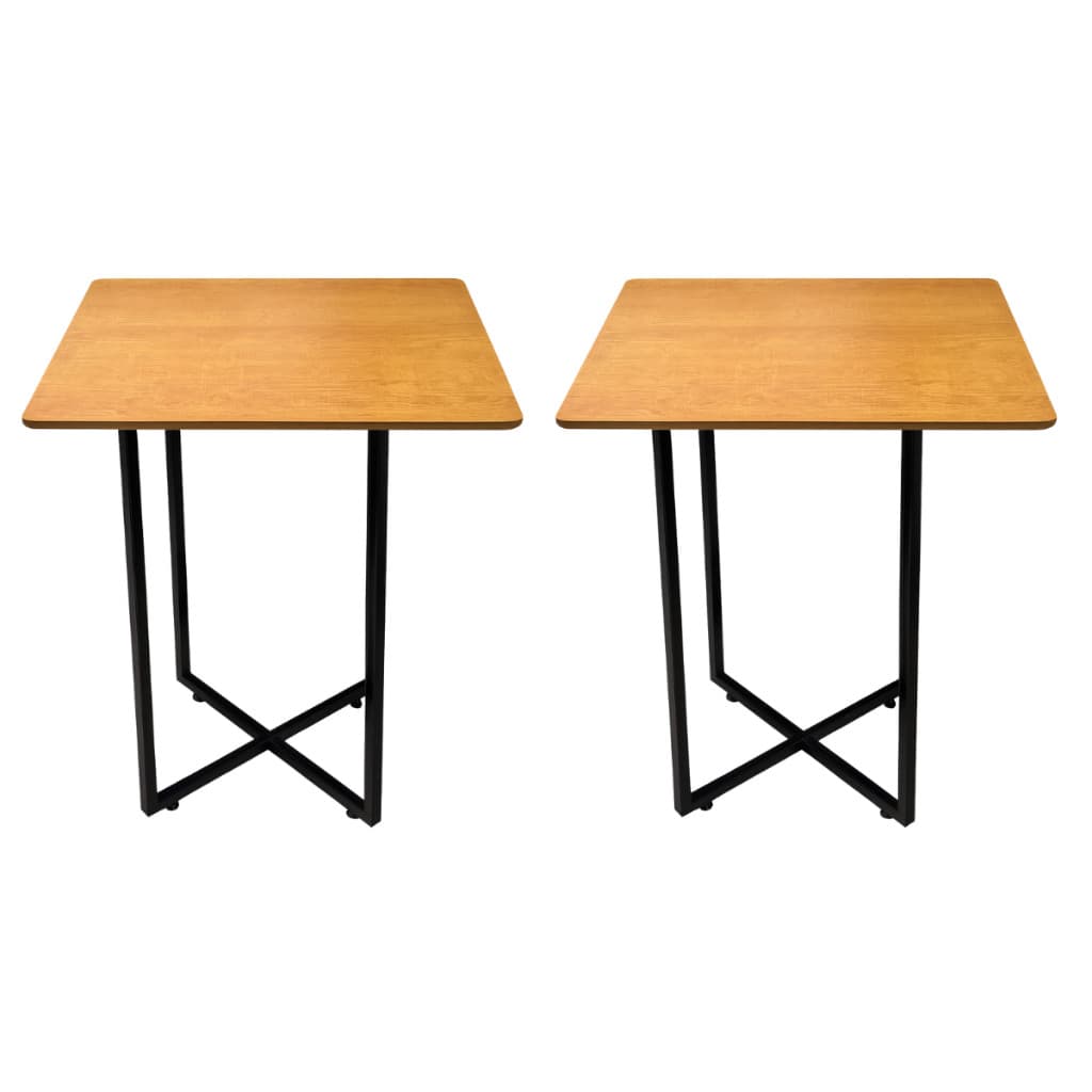 Kit 2 Mesas Baixas Bistrô Modernas 76 cm Tampo Quadrado MDF 60 cm Pés com Altura Regulável