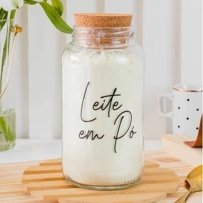 Pote de Vidro para Leite em Pó 830ml com Tampa Rolha | Porta Leite em Pó | Pote para Leite em Pó {O MAIS BARATO}