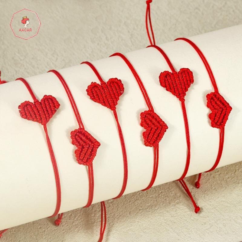 AACAR Pulseira Em Formato De Coração Para Dia Dos Namorados , 2 Peças , Mulheres , Homens , Tecido À Mão , Casal , Melho