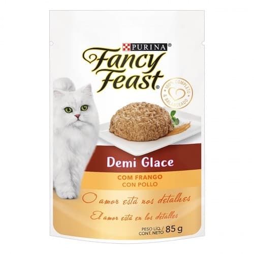 Ração Úmida Fancy Feast Sachê Demi Glace para Gatos Adultos sabor Frango 85g