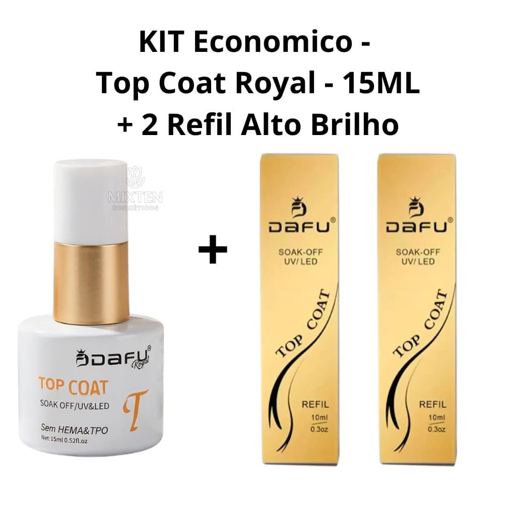 Top Coat Dafu Lançamento Finalizador de Unhas Gel e Blindagem Brilho Espelhado Para Manicure Nail Designer Oferta - 15ml