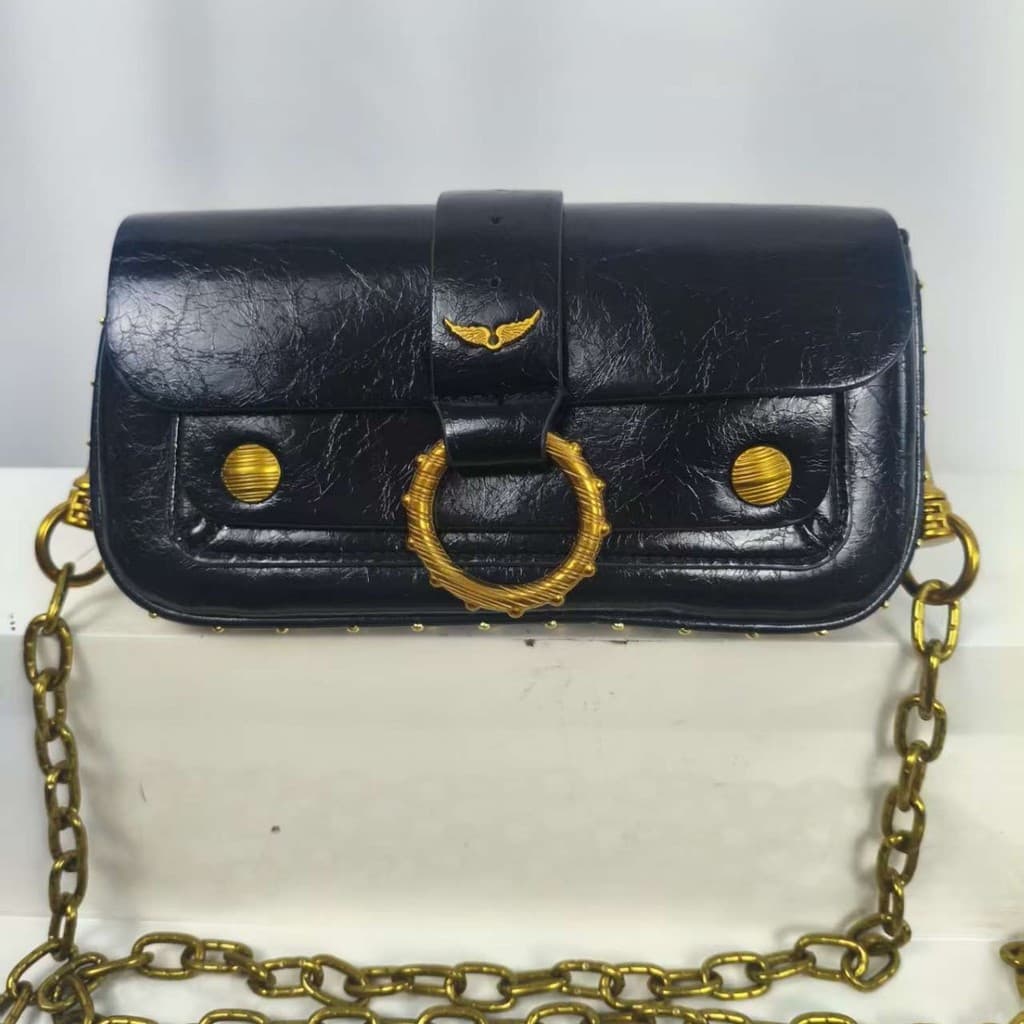 ZV Classic Rivet Circle Design Mini Bolsa Peito Bolsa Crossbody Bolsa