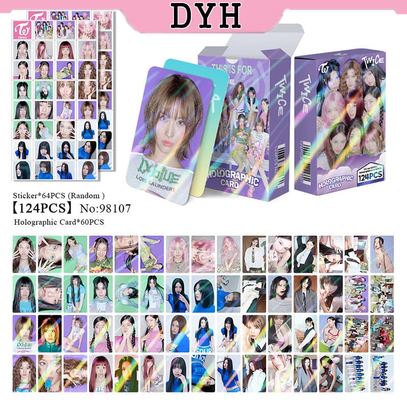 124 Pçs/Caixa TWICE Photocards THIS IS FOR Holographic LOMO Card Holográfico Nayeon Momo Adesivo CF6L