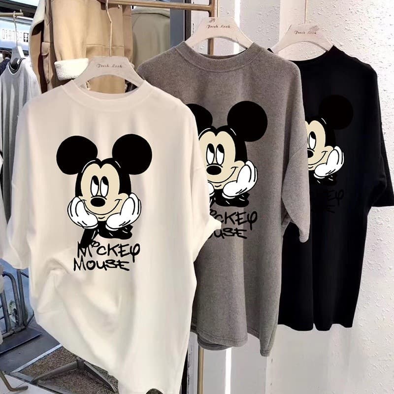 Estação europeia bens europeus femininos na moda 2025 novo estilo impresso solto branco camiseta feminina de manga curta