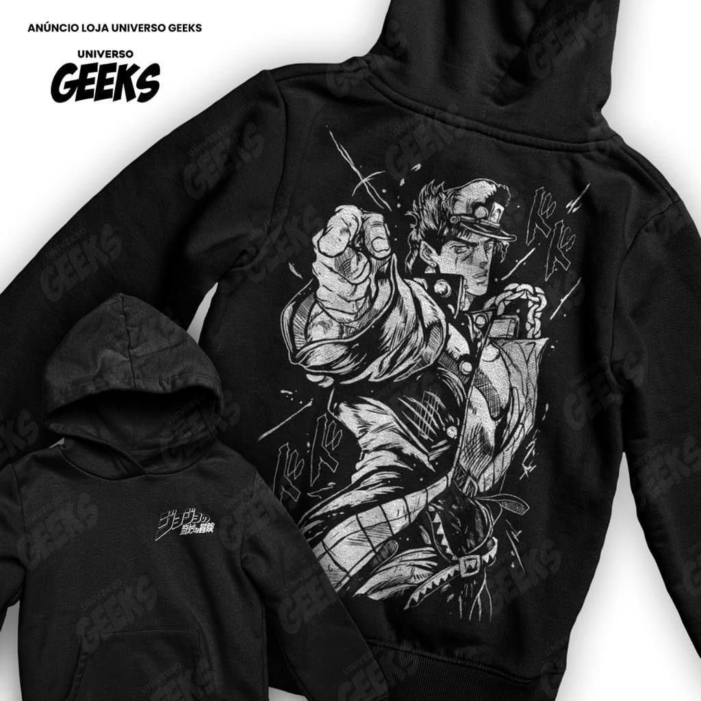 Moletom Jojos Bizarre Adventure Jotaro Kujo Stardust Anime Frente E Verso Blusa De Frio