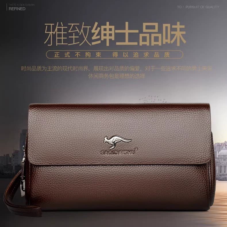 Saki Kangaroo Embreagem Masculina Carteira de Couro Macio Grande Capacidade Embreagem Masculina Business Casual Bolsa de