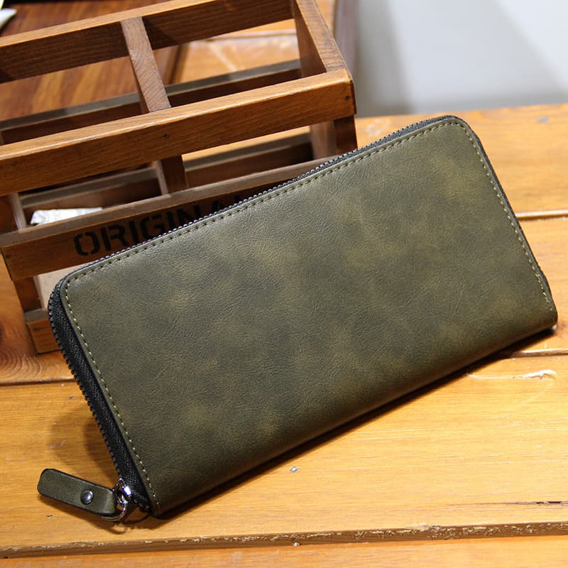 Retro carteira longa multi-Slot para cartão moda saco do telefone móvel embreagem masculina Casual multi-função zíper em