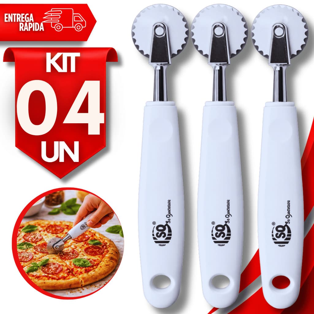 Kit Cortador Massa Pastel Pizza Corta Fecha Carretilhas Multiuso 17,5Cm Aço Inox Utensílios De Cozinha