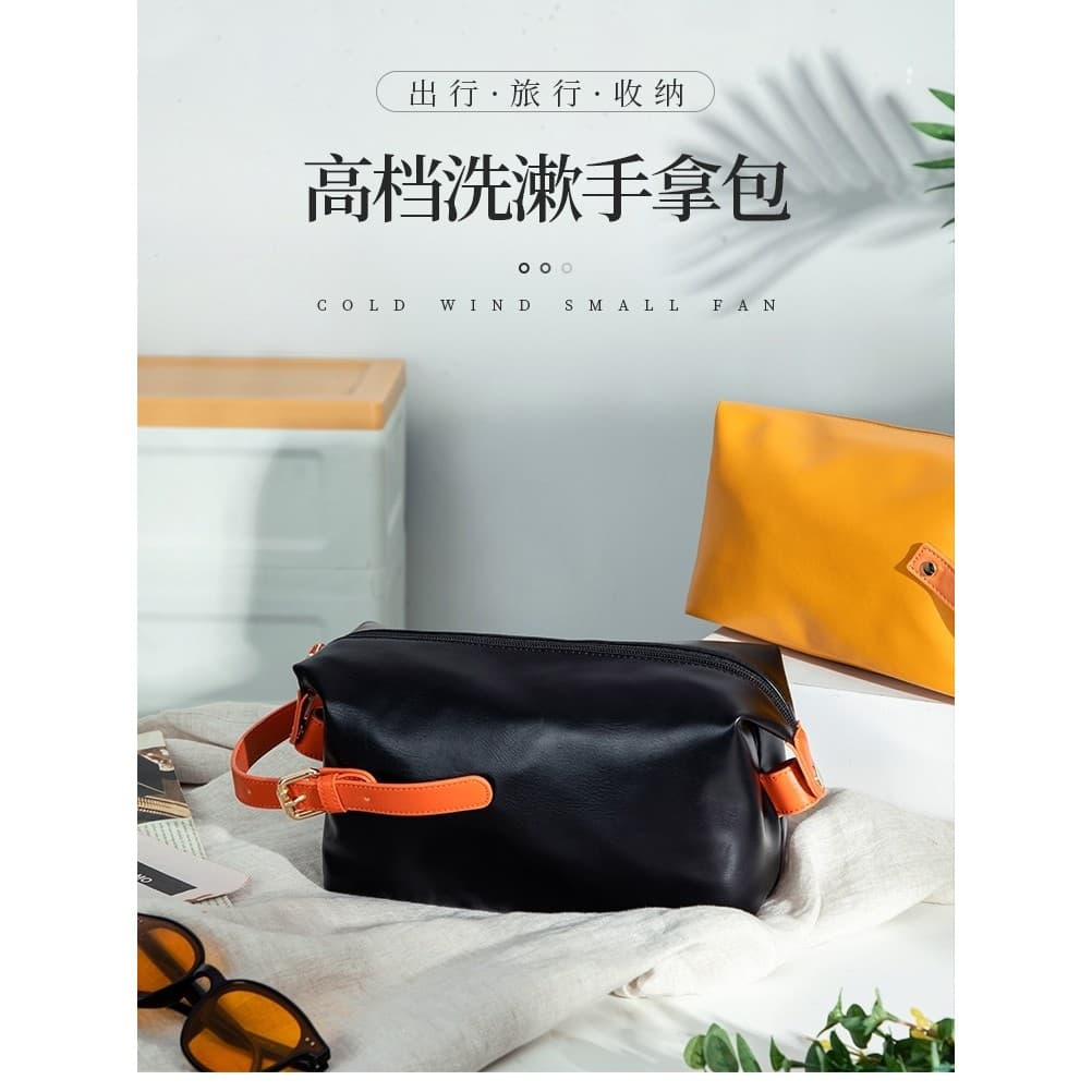 Bolsa cosmética portátil feminina de couro portátil de grande capacidade 2025 novo estilo High-End saco de armazenamento
