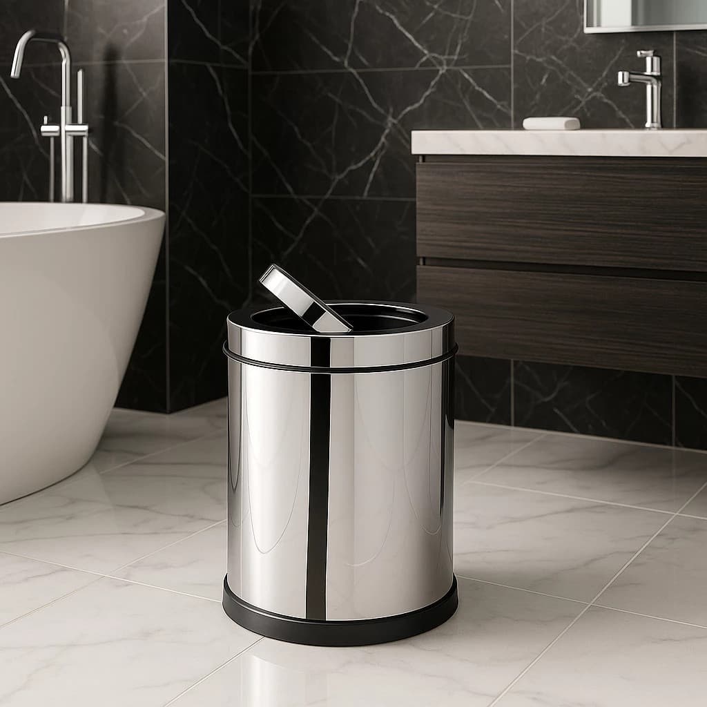 Lixeira Inox Cozinha Banheiro Cesto Papel Balde Organizador Compacto