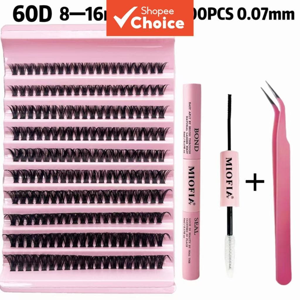 Kit de Cílios em Cacho com 200 Unidades 60D Volume Extensões de Cílios Postiços em D, Cacho, Wispy, Individual Kit de