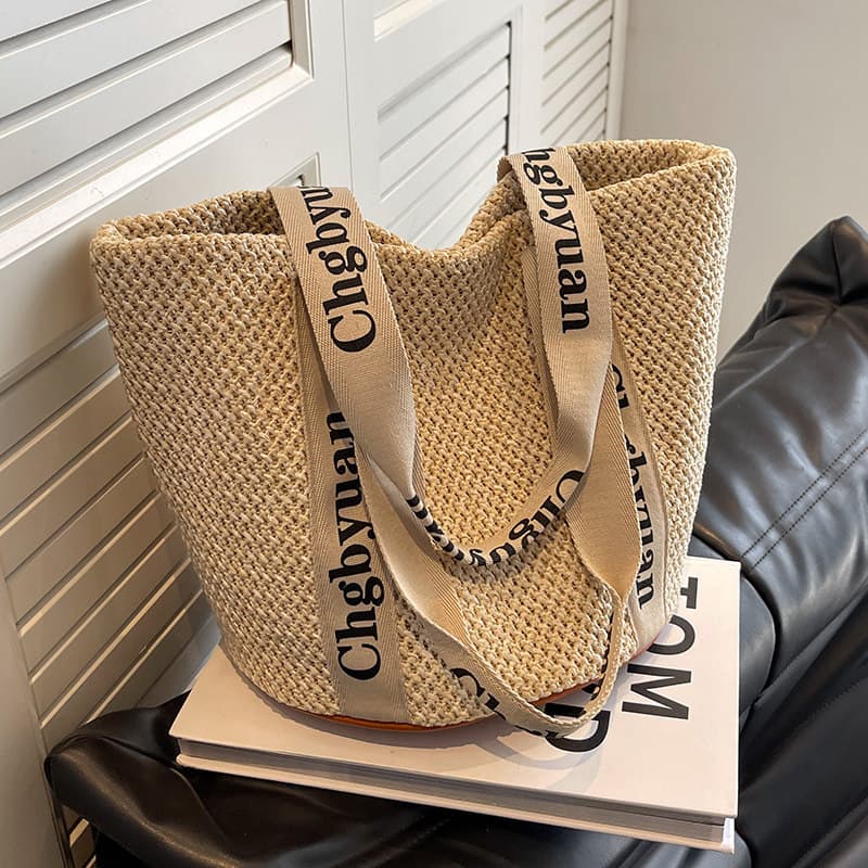 Bolsa bolsa transversal feminino Saco de palha tecido feminino grande capacidade 2024 novo estilo All-Match um ombro fér