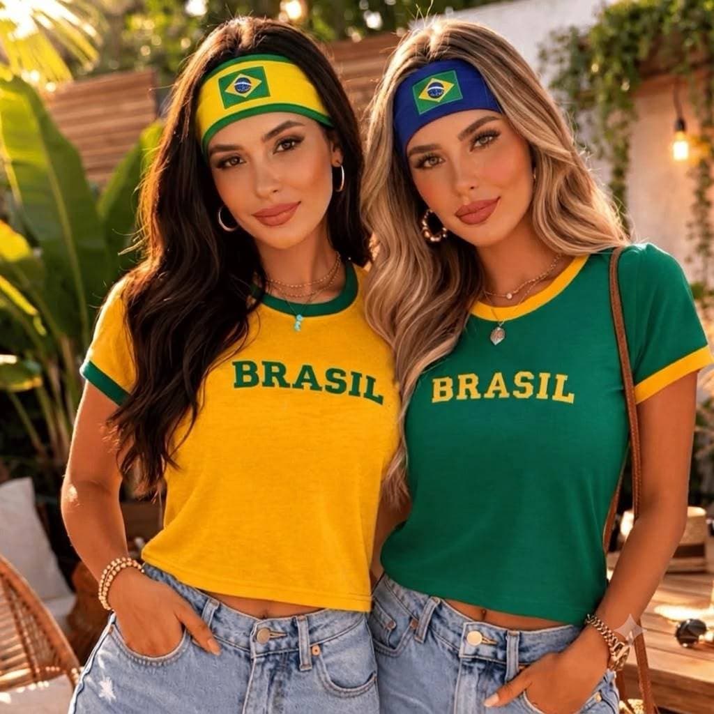 Faixa de Cabelo Copa do Mundo Verde Amarelo Azul Kit Copa
