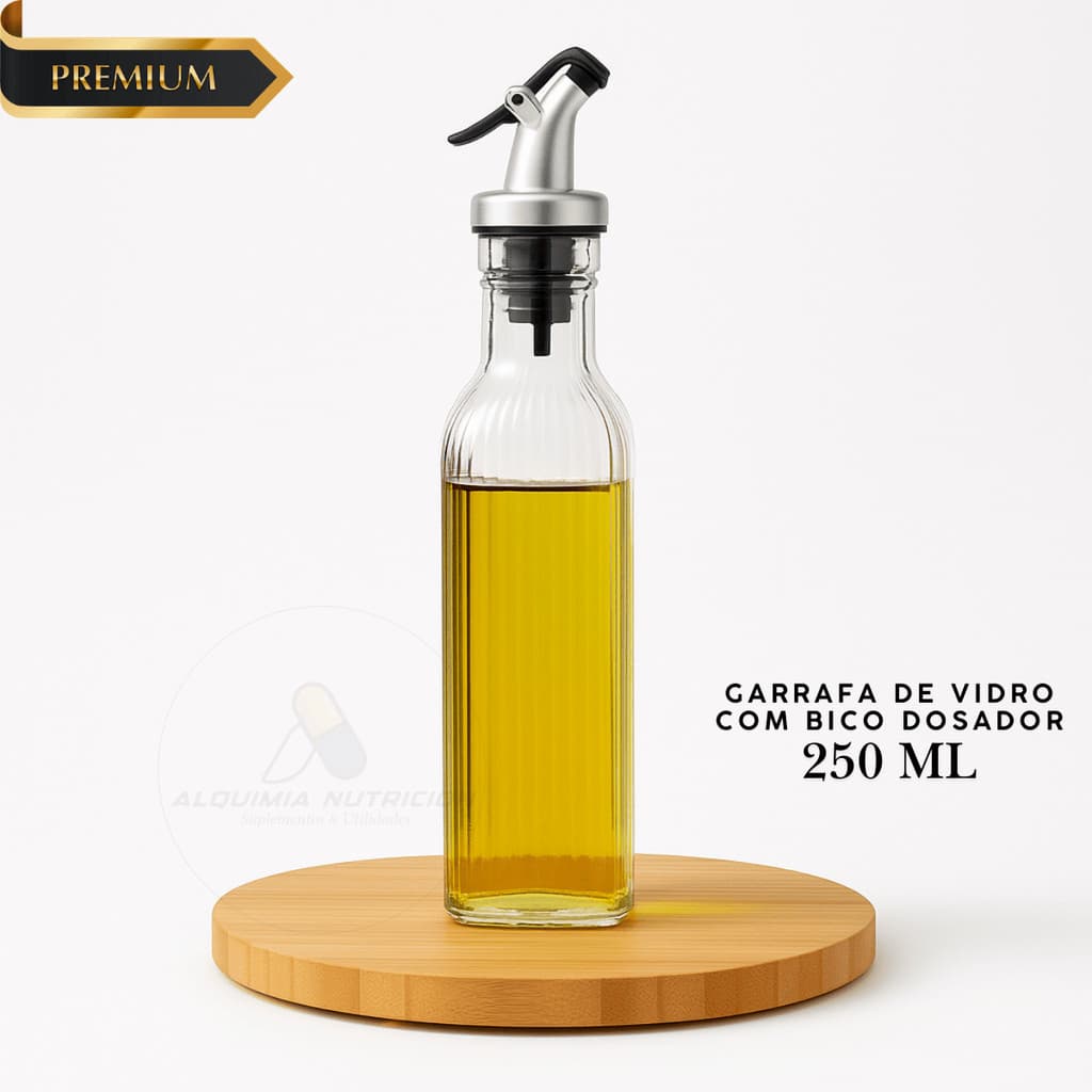 Kit  Galheteiro Grafiato Vidro 250ml | Bico Dosador | Porta Azeite | Vinagre | Molho Shoyu | Pimenta | Cozinha Culinária
