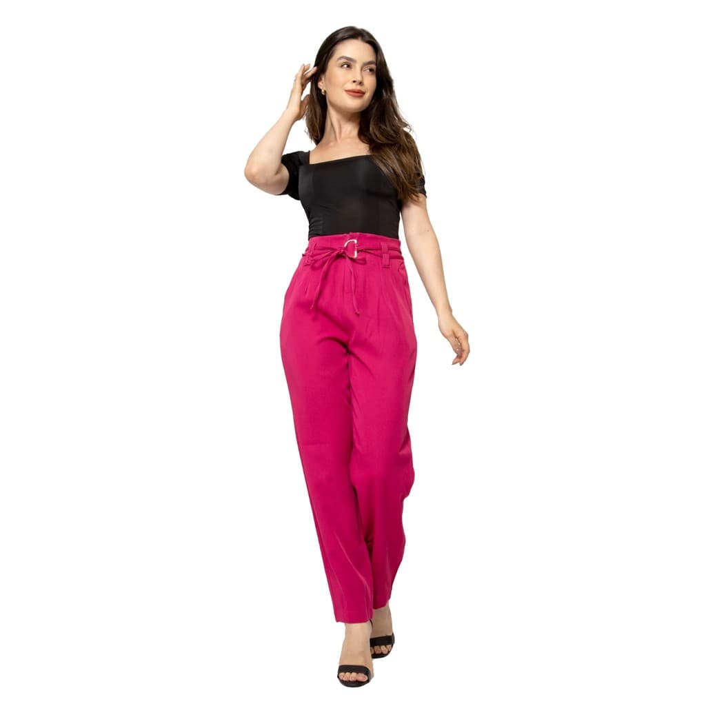 Calca Feminina Longa Tecido Sarja Modelo novo Com Faixa HM-CL-020