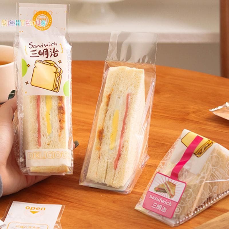 Rightrous 100 Pçs Sanduíche Embalagem De Plástico Transparente Triângulo Sacos Para Pão Butty Festa De Aniversário Decor