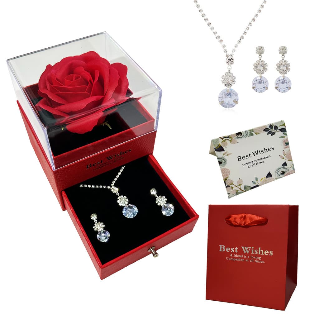 Kit Colar e Brinco Pingente Gota Elegante,Zircônia/Cristais Apropriado Para Casamento