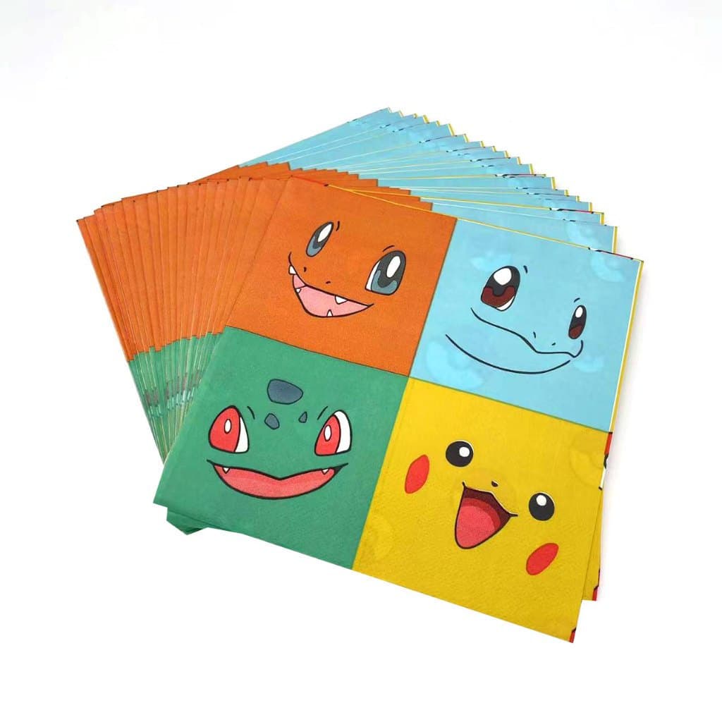 20 folhas de papel de seda do popular anime "Pokémon GO", adequadas para decorações de festas de aniversário infantis.