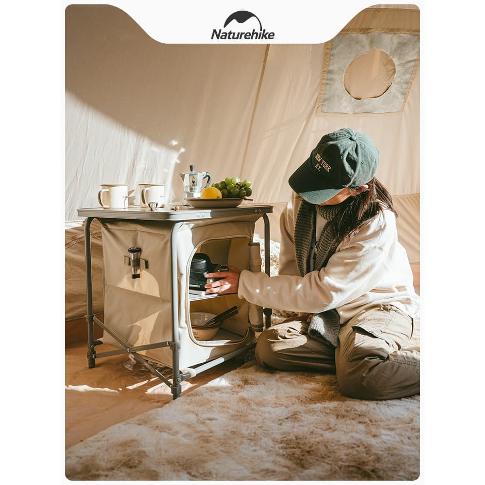 Naturehike Naturehike Prateleira de acampamento Mesa de armazenamento para acampamento ao ar livre Mesa dobrável de arma