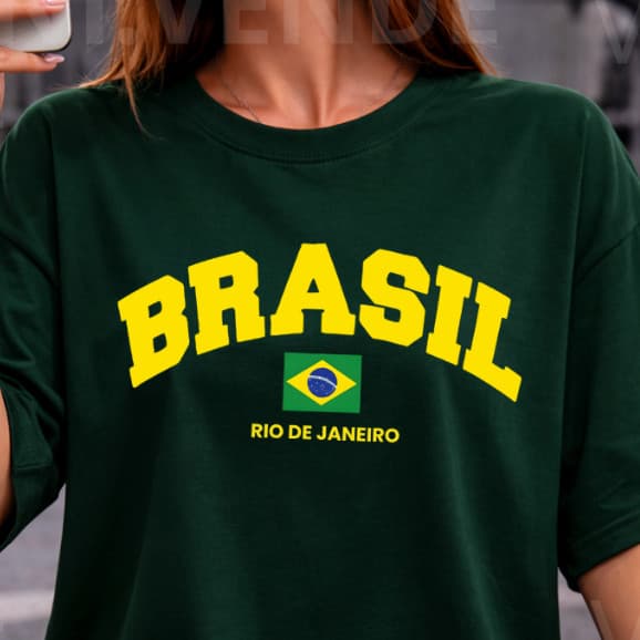 Camiseta Brasil Rio RJ Premium Minimalista Algodão Conforto Luxo Casual Top
