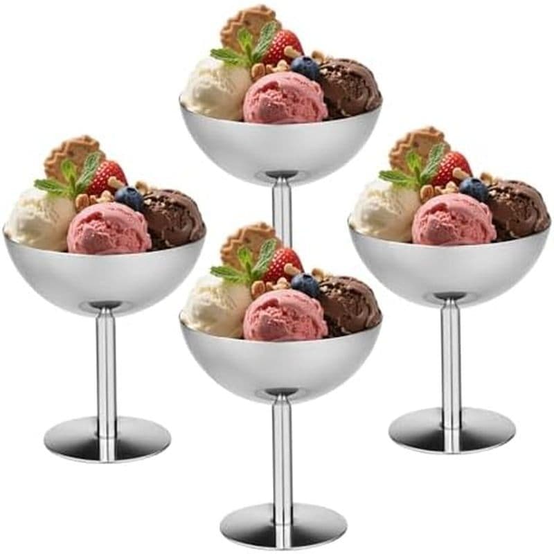 Tigelas De Sorvete choxila 4 Unidades – Copos De Sobremesa Elegantes De Aço Inoxidável , Tigela Com Pés Para , T E Muito