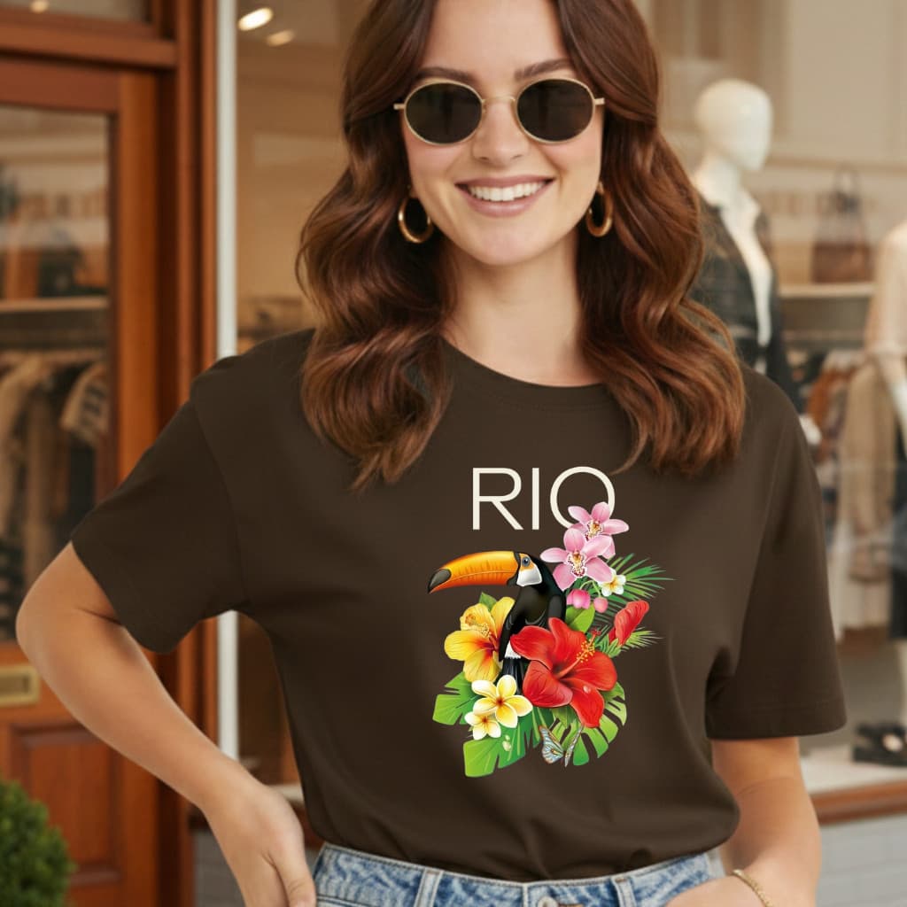 Camiseta Floral Brasil Tropical T Shirt Estampada Feminina Rio Tropical Tucano Flores Colorida Estilosa  Envio Imediato