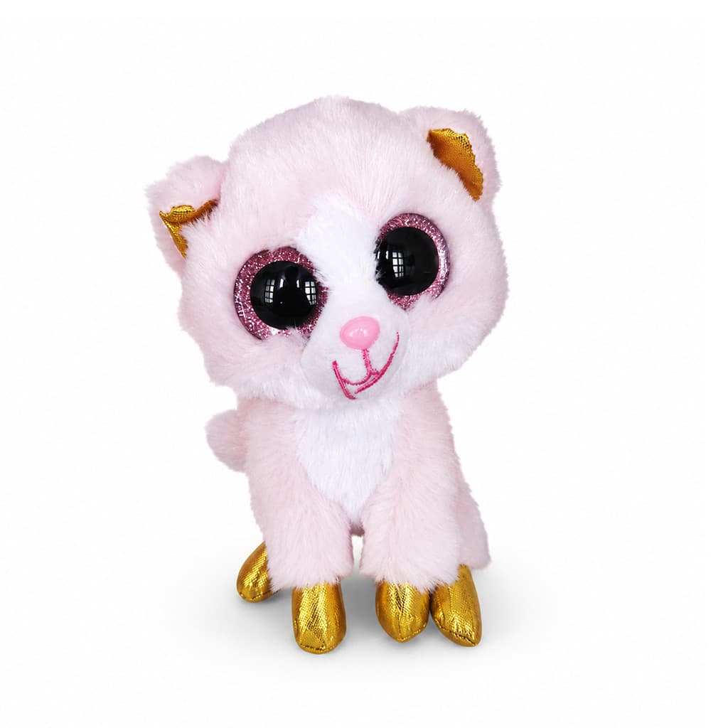 Brinquedo de Pelúcia Gatinho Fofo Cor de Rosa e Dourado Amigo Peludinho